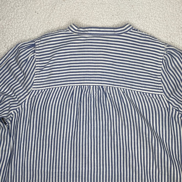 Madewell Puff-Sleeve Popover Railroad Stripe Shirt: Size Large - Picture 4 of 11